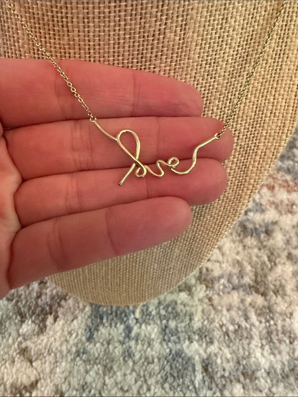 Stella & Dot Gold 'Love' Script Necklace